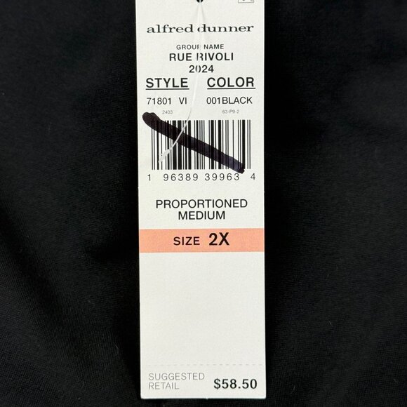 Alfred Dunner Women's Pull-on Stretch Narrow Leg Modern Fit Black Pants 2X NWT - Picture 6 of 11